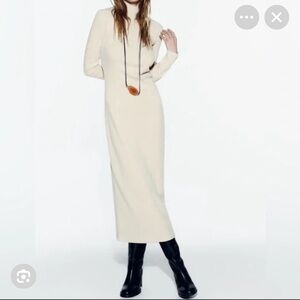 Zara Ivory Cream Long Sleeve Sweater Dress